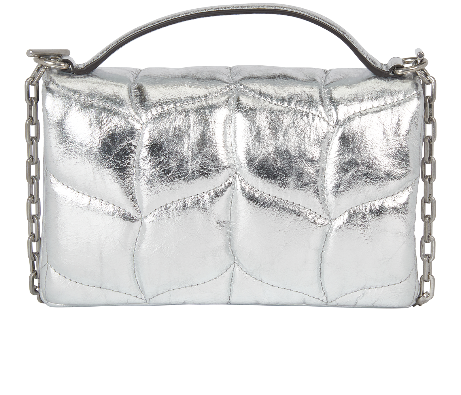 Metallic Tiny Softie, &pound;275, Handbags, Silver, Leather, Back view